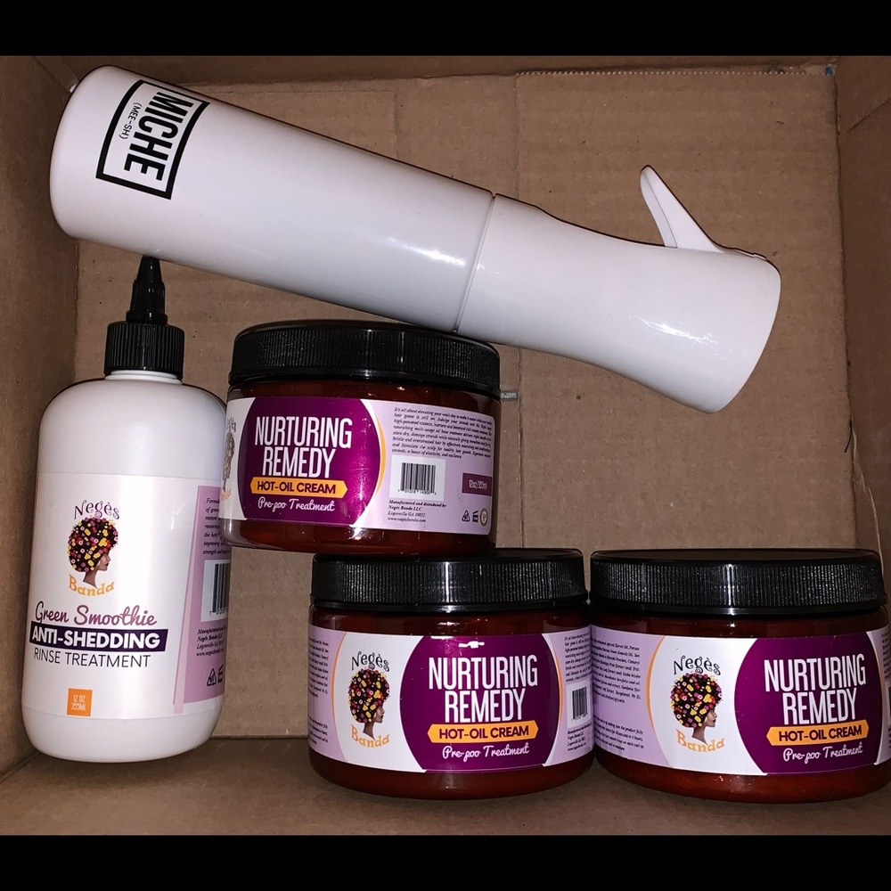 3 NegesBanda Hot Oil Cream,1NegesBanda Green Smoothie,1White Miche Spray Bottle
